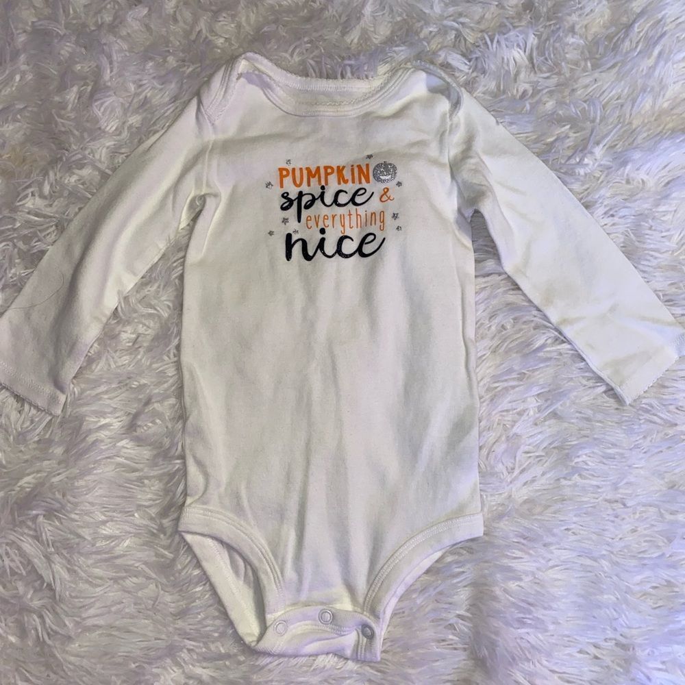 Carter’s 12M Long Sleeve Onesie “Pumpkin Spice Everything Nice”